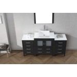 Dior 66" Single Bath Vanity in Zebra Gray with White Engineered Stone Top and Square Sink and Matching Mirror