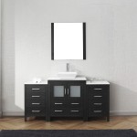 Dior 66" Single Bath Vanity in Zebra Gray with White Engineered Stone Top and Square Sink with Brushed Nickel Faucet and Mirr