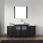 Dior 66" Single Bath Vanity in Zebra Gray with White Marble Top and Square Sink and Matching Mirror