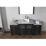 Dior 66" Single Bath Vanity in Zebra Gray with White Marble Top and Square Sink and Matching Mirror