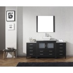 Dior 66" Single Bath Vanity in Zebra Gray with White Marble Top and Square Sink with Brushed Nickel Faucet and Matching Mirro