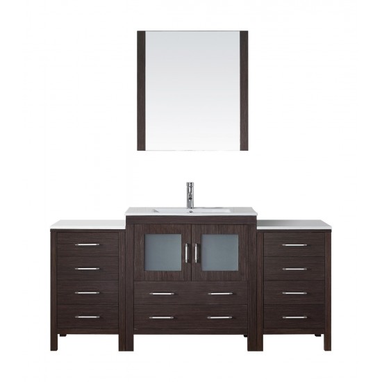 Dior 68" Single Bath Vanity in Espresso and Square Sink and Matching Mirror