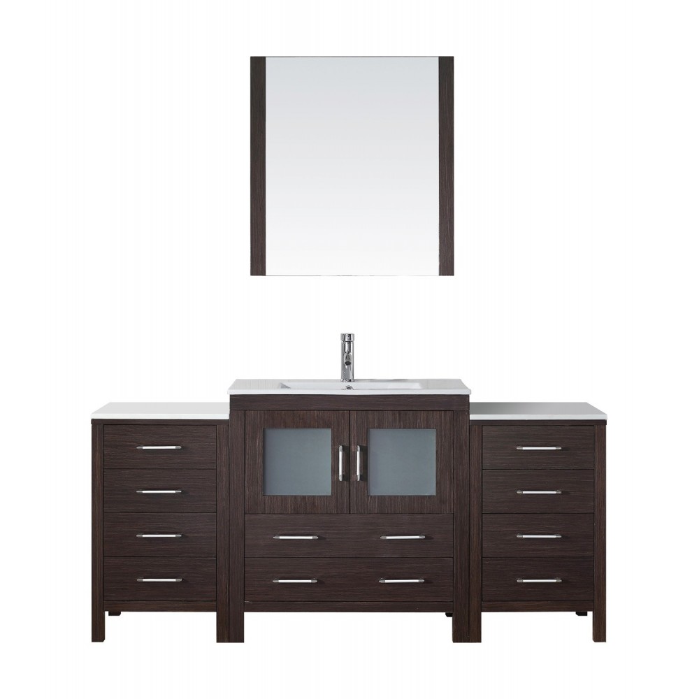 Dior 68" Single Bath Vanity in Espresso and Square Sink and Matching Mirror
