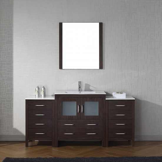 Dior 68" Single Bath Vanity in Espresso and Square Sink and Matching Mirror