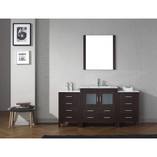 Dior 68" Single Bath Vanity in Espresso and Square Sink and Matching Mirror