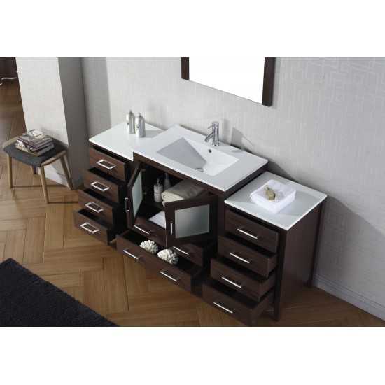 Dior 68" Single Bath Vanity in Espresso and Square Sink and Matching Mirror