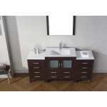 Dior 68" Single Bath Vanity in Espresso and Square Sink and Matching Mirror