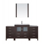 Dior 68" Single Bath Vanity in Espresso and Square Sink with Brushed Nickel Faucet and Matching Mirror