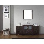 Dior 68" Single Bath Vanity in Espresso and Square Sink with Brushed Nickel Faucet and Matching Mirror