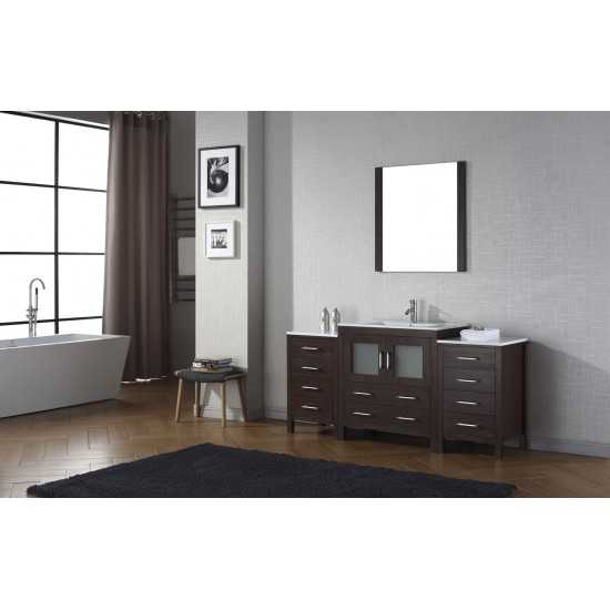 Dior 68" Single Bath Vanity in Espresso and Square Sink with Brushed Nickel Faucet and Matching Mirror