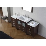 Dior 68" Single Bath Vanity in Espresso and Square Sink with Brushed Nickel Faucet and Matching Mirror