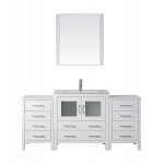 Dior 68" Single Bath Vanity in White and Square Sink with Brushed Nickel Faucet and Matching Mirror