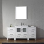 Dior 68" Single Bath Vanity in White and Square Sink with Brushed Nickel Faucet and Matching Mirror