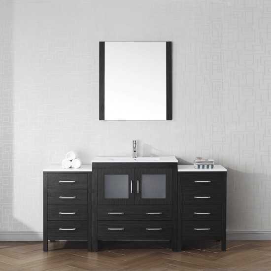 Dior 68" Single Bath Vanity in Zebra Gray and Square Sink and Matching Mirror