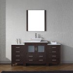 Dior 68" Single Bath Vanity in Espresso with White Engineered Stone Top and Square Sink and Matching Mirror