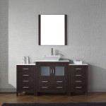 Dior 68" Single Bath Vanity in Espresso with White Engineered Stone Top and Square Sink with Brushed Nickel Faucet and Mirror