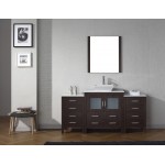 Dior 68" Single Bath Vanity in Espresso with White Engineered Stone Top and Square Sink with Brushed Nickel Faucet and Mirror