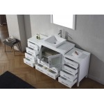 Dior 68" Single Bath Vanity in White with White Engineered Stone Top and Square Sink and Matching Mirror