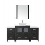 Dior 68" Single Bath Vanity in Zebra Gray with White Engineered Stone Top and Square Sink and Matching Mirror
