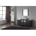 Dior 68" Single Bath Vanity in Zebra Gray with White Engineered Stone Top and Square Sink and Matching Mirror