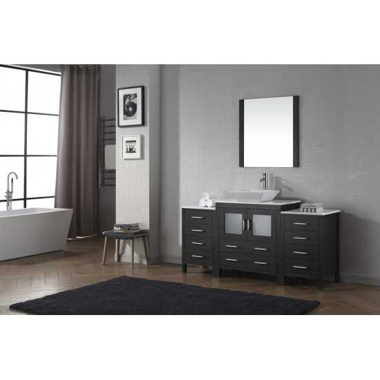 Dior 68" Single Bath Vanity in Zebra Gray with White Engineered Stone Top and Square Sink and Matching Mirror