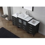 Dior 68" Single Bath Vanity in Zebra Gray with White Engineered Stone Top and Square Sink and Matching Mirror