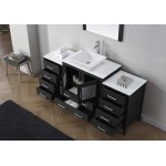 Dior 68" Single Bath Vanity in Zebra Gray with White Engineered Stone Top and Square Sink and Matching Mirror