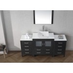 Dior 68" Single Bath Vanity in Zebra Gray with White Engineered Stone Top and Square Sink with Brushed Nickel Faucet and Mirr