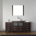 Dior 68" Single Bath Vanity in Espresso with White Marble Top and Square Sink and Matching Mirror