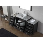 Dior 68" Single Bath Vanity in Zebra Gray with White Marble Top and Square Sink and Matching Mirror