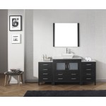 Dior 68" Single Bath Vanity in Zebra Gray with White Marble Top and Square Sink with Brushed Nickel Faucet and Matching Mirro