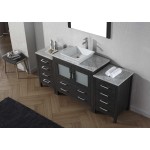 Dior 68" Single Bath Vanity in Zebra Gray with White Marble Top and Square Sink with Brushed Nickel Faucet and Matching Mirro