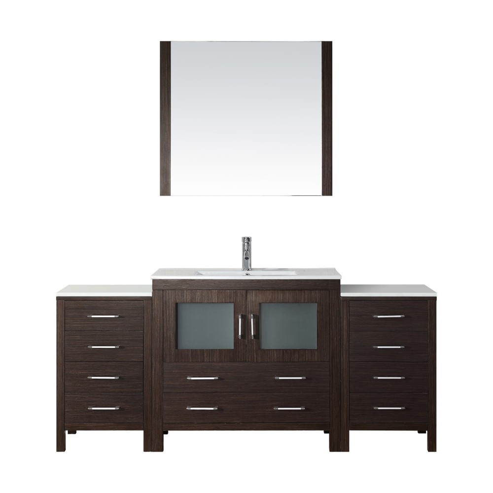 Dior 72" Single Bath Vanity in Espresso and Square Sink and Matching Mirror