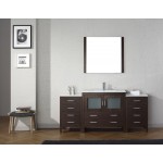 Dior 72" Single Bath Vanity in Espresso and Square Sink and Matching Mirror