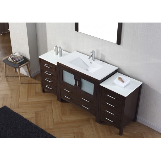 Dior 72" Single Bath Vanity in Espresso and Square Sink and Matching Mirror