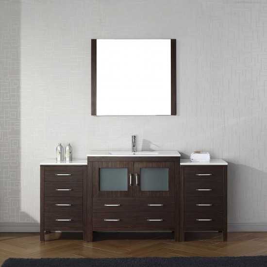 Dior 72" Single Bath Vanity in Espresso and Square Sink with Brushed Nickel Faucet and Matching Mirror