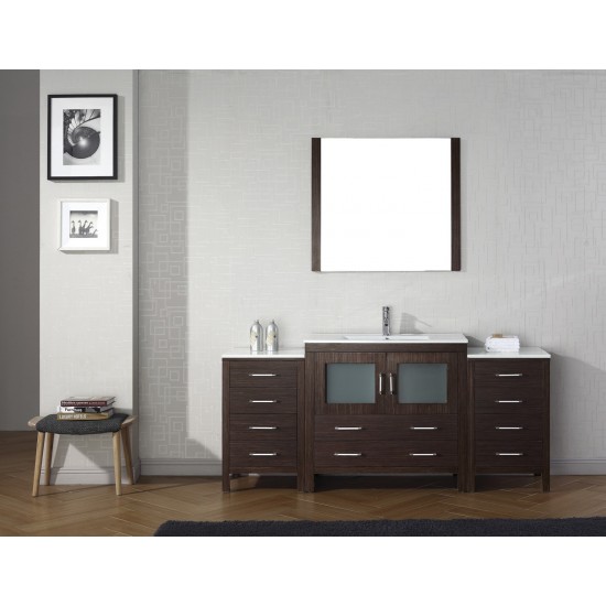 Dior 72" Single Bath Vanity in Espresso and Square Sink with Brushed Nickel Faucet and Matching Mirror