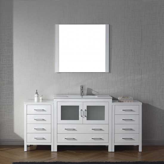 Dior 72" Single Bath Vanity in White and Square Sink and Matching Mirror