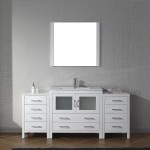 Dior 72" Single Bath Vanity in White and Square Sink with Brushed Nickel Faucet and Matching Mirror