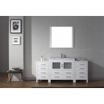 Dior 72" Single Bath Vanity in White and Square Sink with Brushed Nickel Faucet and Matching Mirror