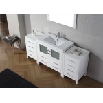 Dior 72" Single Bath Vanity in White and Square Sink with Brushed Nickel Faucet and Matching Mirror