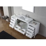 Dior 72" Single Bath Vanity in White and Square Sink with Brushed Nickel Faucet and Matching Mirror