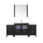 Dior 72" Single Bath Vanity in Zebra Gray and Square Sink and Matching Mirror