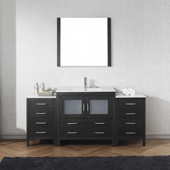 Dior 72" Single Bath Vanity in Zebra Gray and Square Sink and Matching Mirror