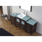 Dior 72" Single Bath Vanity in Espresso with Green Glass Top and Square Sink and Matching Mirror