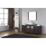 Dior 72" Single Bath Vanity in Espresso with Green Glass Top and Square Sink with Brushed Nickel Faucet and Matching Mirror