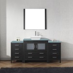 Dior 72" Single Bath Vanity in Zebra Gray with Green Glass Top and Square Sink with Brushed Nickel Faucet and Matching Mirror