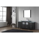 Dior 72" Single Bath Vanity in Zebra Gray with Green Glass Top and Square Sink with Brushed Nickel Faucet and Matching Mirror