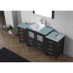 Dior 72" Single Bath Vanity in Zebra Gray with Green Glass Top and Square Sink with Brushed Nickel Faucet and Matching Mirror