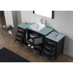 Dior 72" Single Bath Vanity in Zebra Gray with Green Glass Top and Square Sink with Brushed Nickel Faucet and Matching Mirror